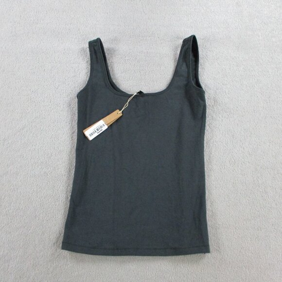 SKIMS Cotton Jersey Tank Womens Small Soot Black Casual Shirt Crop Top NWT NEW - Picture 2 of 10